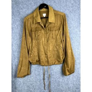 A New Day Women's Shirt Jacket Size EXTRA Large Yellow Snap Button Long Sleeve